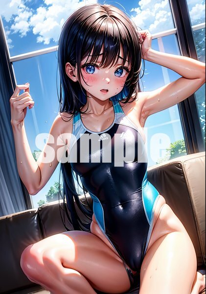 sB405_12【一点物 アートイラスト】 ai 美女 競泳水着 美少女 高画質 同人 グラビア 美乳 美尻 アイドル 光沢紙 A4サイズ ポスター 作品_画像1