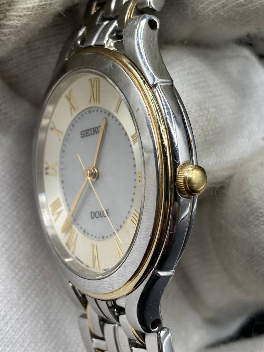 【2486】SEIKO セイコー ドルチェ V181-0AC0 ローマン コンビカラー クォーツ メンズ腕時計 作動品 文字盤ずれ ジャンクの画像2