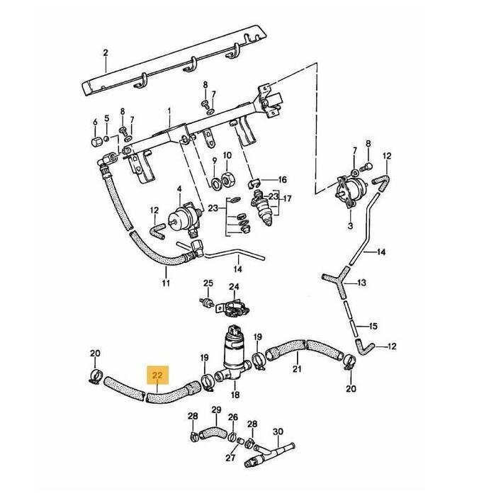 純正　ポルシェ 1個 フュエルインジェクションホース-アイドルコントロールバルブ（フロント）944 924s_画像1