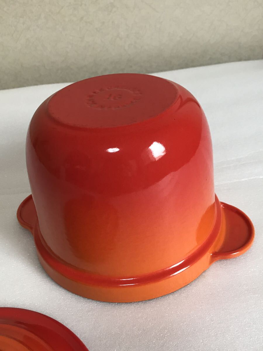 LE CREUSET ルクルーゼ ココット・エブリィ 両手鍋 鉄鍋 蓋18cm、鍋16cm、調理器具 中古品の画像8