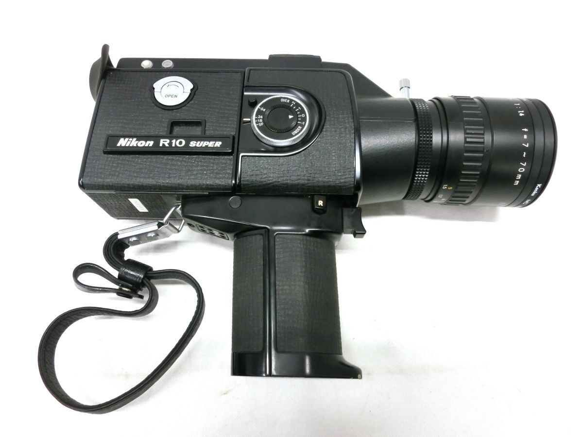 1000円スタート フィルムカメラ Nikon ニコン R10 SUPER Cine-NIKKOR Zoom Macro 1:14 f=7～70mm 昭和レトロ ケース付 3 ZZ8008の画像3