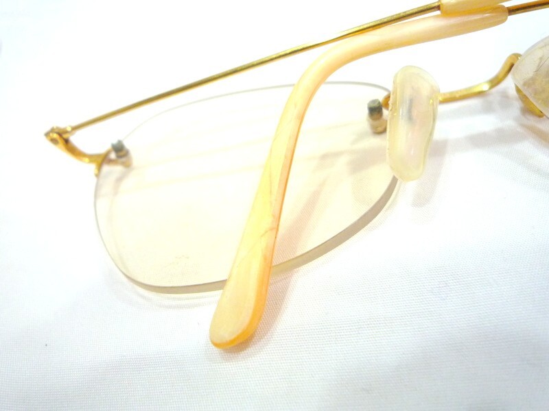 1000円スタート 眼鏡 PARIS MIKI 137 AU-112 K18 SUPER SMOOTH パリミキ フレーム無 度入り眼鏡 総重量約26.5g めがね 3 AA1007_画像9