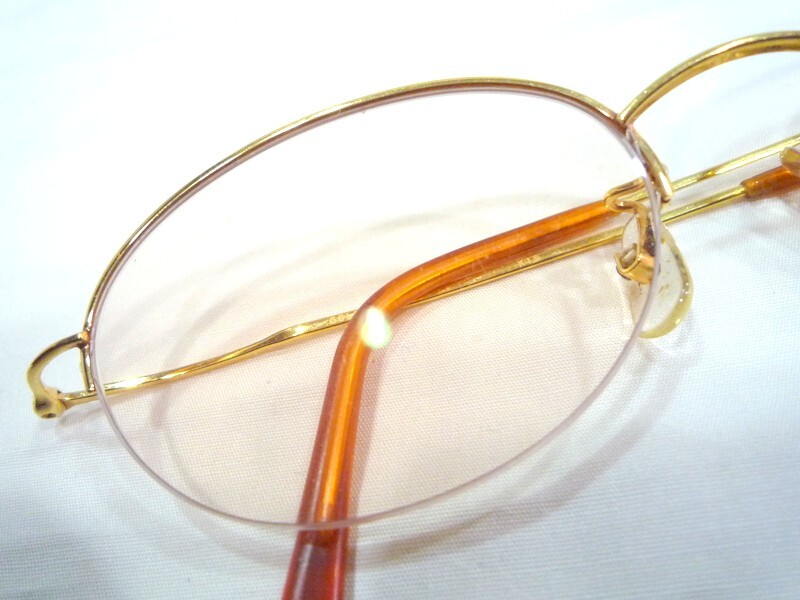 1000円スタート 眼鏡 GOLD MASTER 211 MADE IN JAPAN 50□19-142 K18 ハーフリム 度入り眼鏡 総重量約19.0g カラーレンズ 3 AA1008の画像4