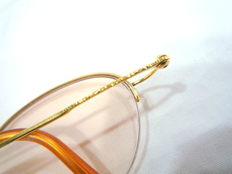 1000円スタート 眼鏡 GOLD MASTER 211 MADE IN JAPAN 50□19-142 K18 ハーフリム 度入り眼鏡 総重量約19.0g カラーレンズ 3 AA1008の画像10