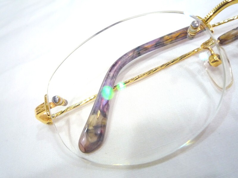 1000円スタート 眼鏡 PARIS MIKI AU-1280 K18 SUPER SMOOTH 135 □16 K18 フレーム無 度入り眼鏡 総重量約24.5g めがね 3 AA1003_画像4