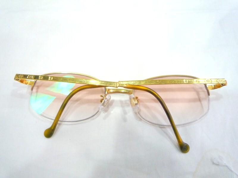 1000円スタート 眼鏡 ALFRED DUNHILL 858 140 440 K18 MADE IN JAPAN ハーフリム カラーレンズ 度入り眼鏡 総重量約29.0g めがね 3 AA1001の画像8