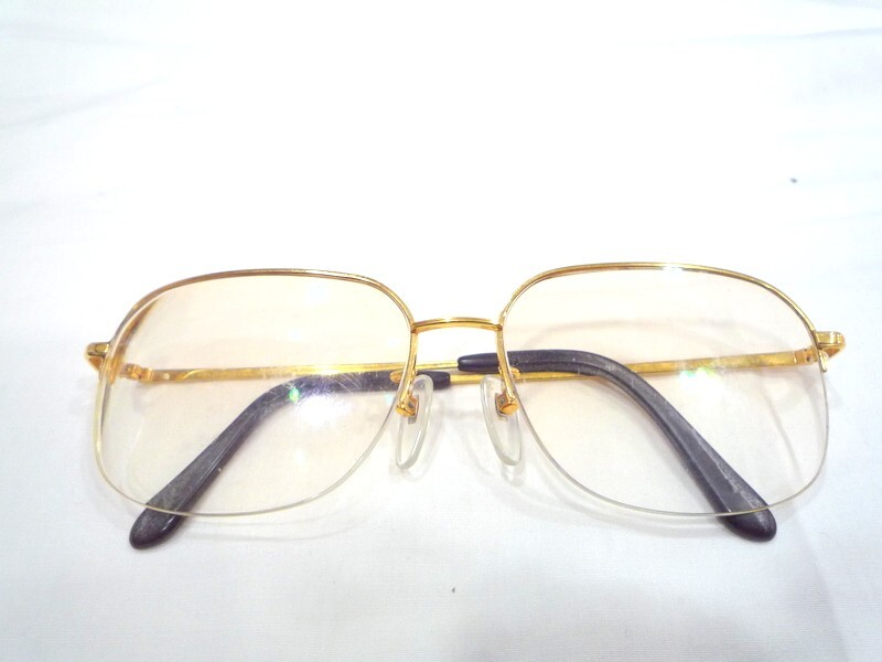 1000円スタート 眼鏡 GOLD MASTER M-062 K18 140 18金 ハーフリム 度入り眼鏡 総重量約30.5g めがね メガネ 3 BB1011の画像1