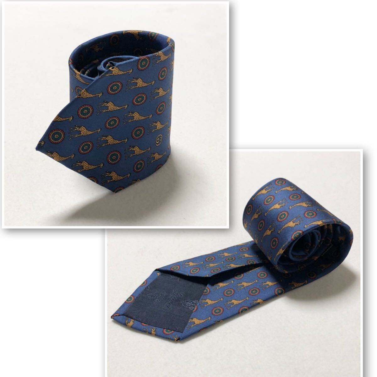 GUCCI グッチ ネクタイ キリン サークル 総柄 シルク100 GUCCI グッチ ネクタイ キリン サークル 総柄 シルク100