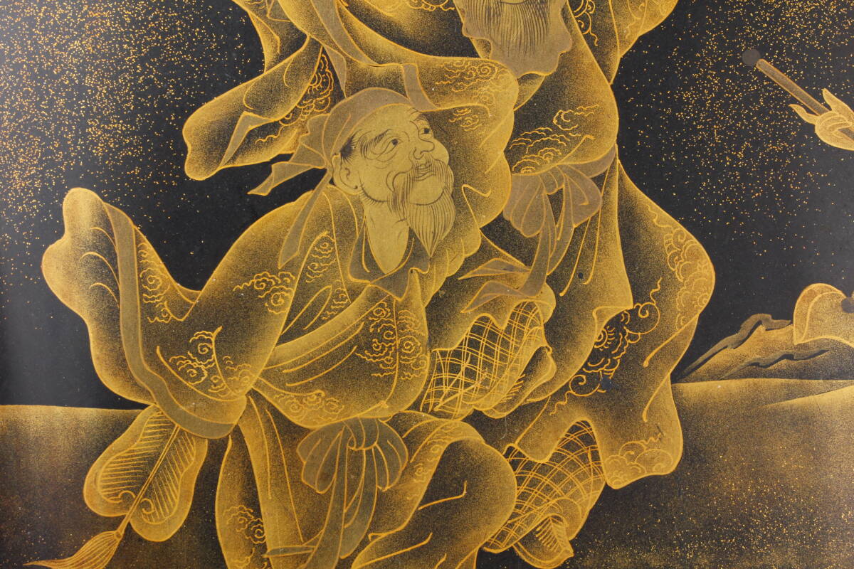 408 江戸時代 蒔絵硯箱 研ぎ出し蒔絵 竹林の七賢図の画像8