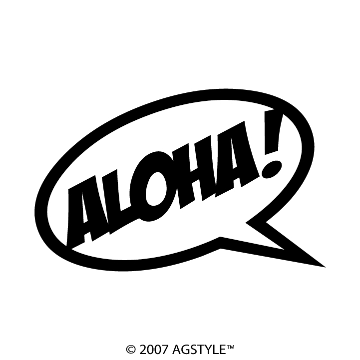 ゆうパケット送料無料 ALOHA 吹き出し カッティングステッカー アロハ メッセージ SUV クロカン ハワイ 挨拶 HAWAII 4WD 北米 オフロード_画像1