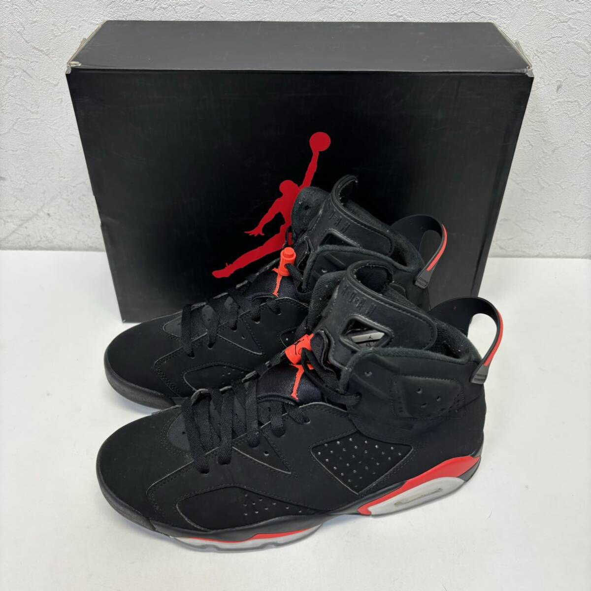 NIKE AIR JORDAN 6 RETRO OG BLACK INFRARED 384664-060 size 9.5 美品 箱付き ナイキ エアジョーダン6 AJ6 ブラック インフラレッド_画像1