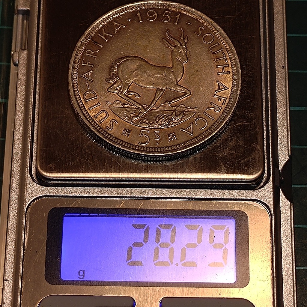 【一円スタート】イギリス連邦 南アフリカ連邦 5シリング銀貨 1951年 ジョージ6世の画像3