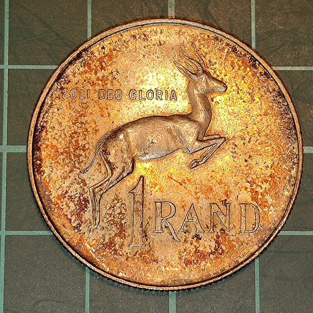 【一円スタート】南アフリカ共和国 1ランド銀貨 1966年 ヤン・ファン・リーベックの画像2
