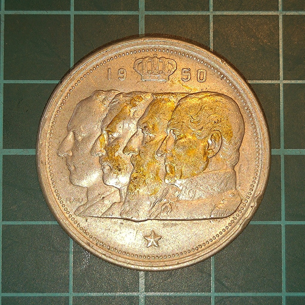 【一円スタート】ベルギー王国 100フラン銀貨 1950年の画像2