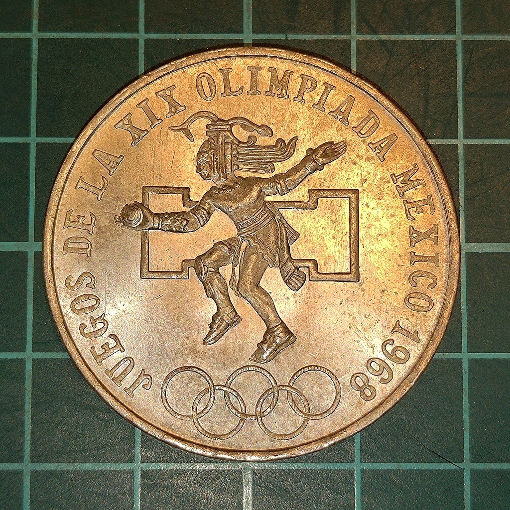【一円スタート】メキシコ　メキシコオリンピック記念　25ペソ銀貨　1968年_画像1