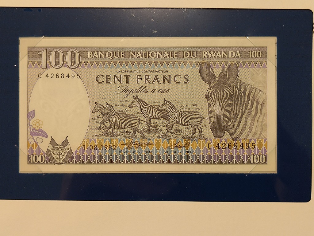 【一円スタート】フランクリンミント社 世界の紙幣 ルワンダ 100フラン紙幣 banknotes of all nationsの画像2