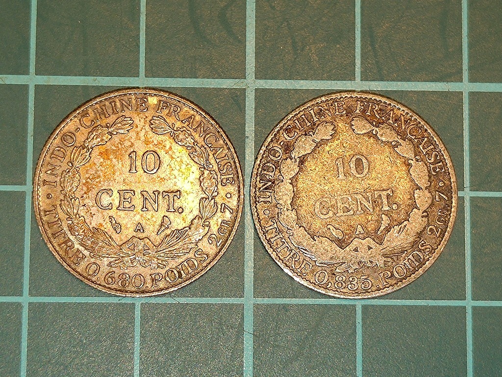 【一円スタート】フランス領インドシナ　10セント　銀貨　おまとめ　仏印_画像1