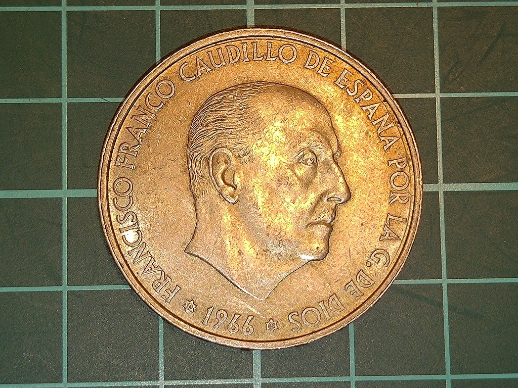 【一円スタート】スペイン王国　100ペセタ銀貨　1966年　フランシスコ・フランコ_画像2
