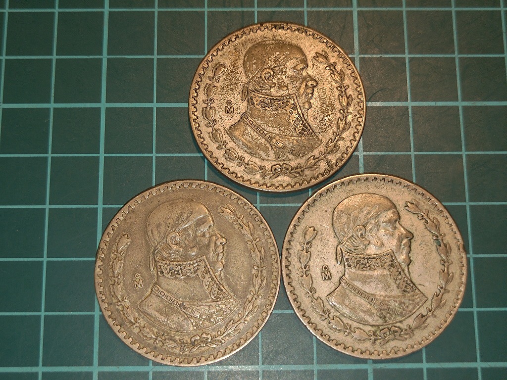 【一円スタート】メキシコ 1ペソ銀貨 おまとめ 3枚 コンチョの画像1