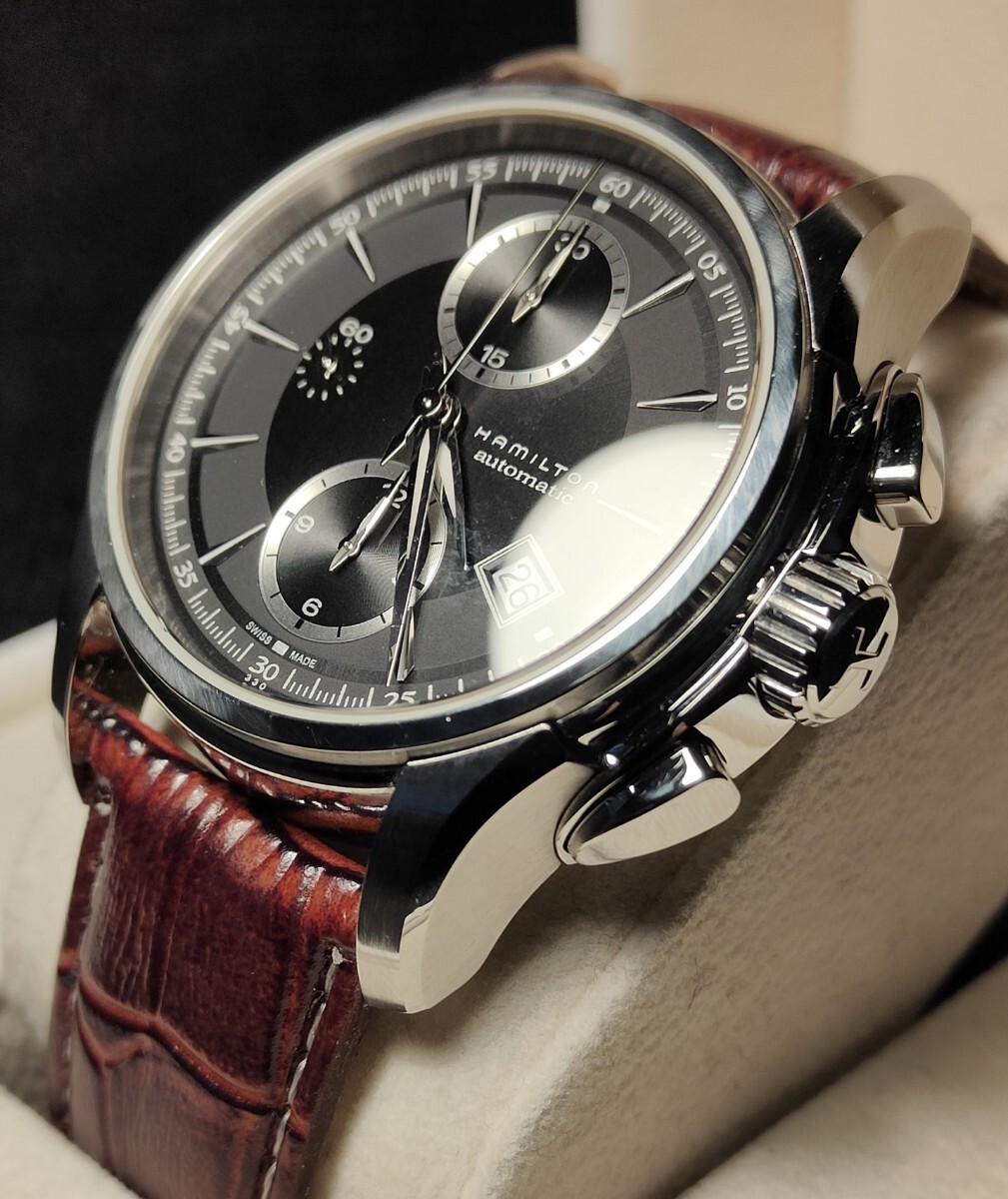 送料無料 2022年購入 定価25万 Hamilton Jazz Master auto CHRONO ハミルトン ジャズマスター オート クロノ カーキ khaki　腕時計 _画像2