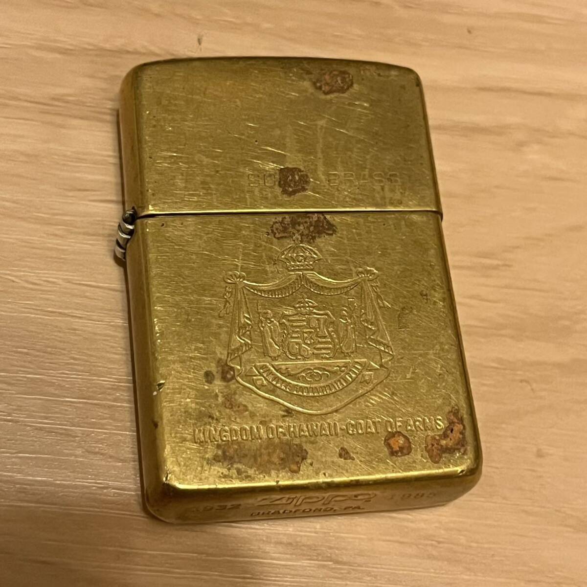 ZIPPO 1932 1985 BRADFORD PA ジッポ オイルライター KINGDOM OF HAWAII COAT OF ARMS_画像1