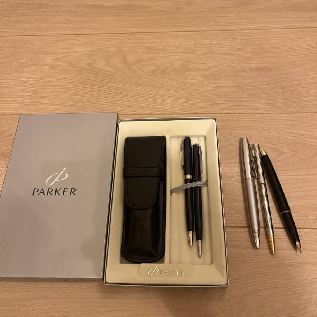 万年筆 14k キャップなし　PARKER ボールペン　シャーペン　 3点セット筆記用具 CROS まとめて_画像1