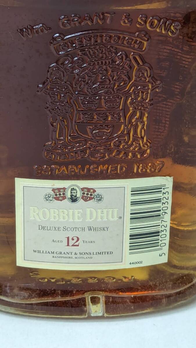 【MMY-3287NY】未開栓 robbie dhu ロビーデュー12年 1000ｍｌ 43％ 1887 deluxe scotch whisky 洋酒 古酒 コレクション ヴィンテージの画像6
