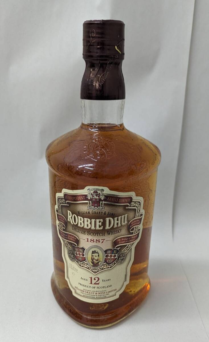 【MMY-3287NY】未開栓 robbie dhu ロビーデュー12年 1000ｍｌ 43％ 1887 deluxe scotch whisky 洋酒 古酒 コレクション ヴィンテージの画像2