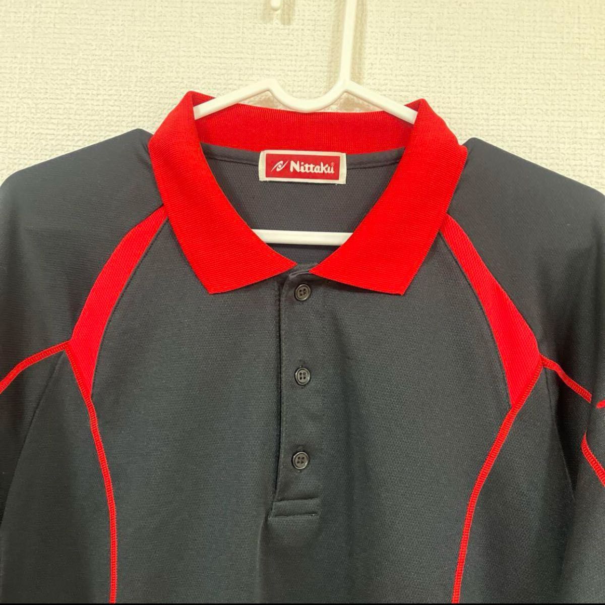【1147】nittaku 卓球　バドミントンウェア 半袖ポロシャツ ゲームシャツ ゴルフウェア スポーツウエア ブラック シャツ