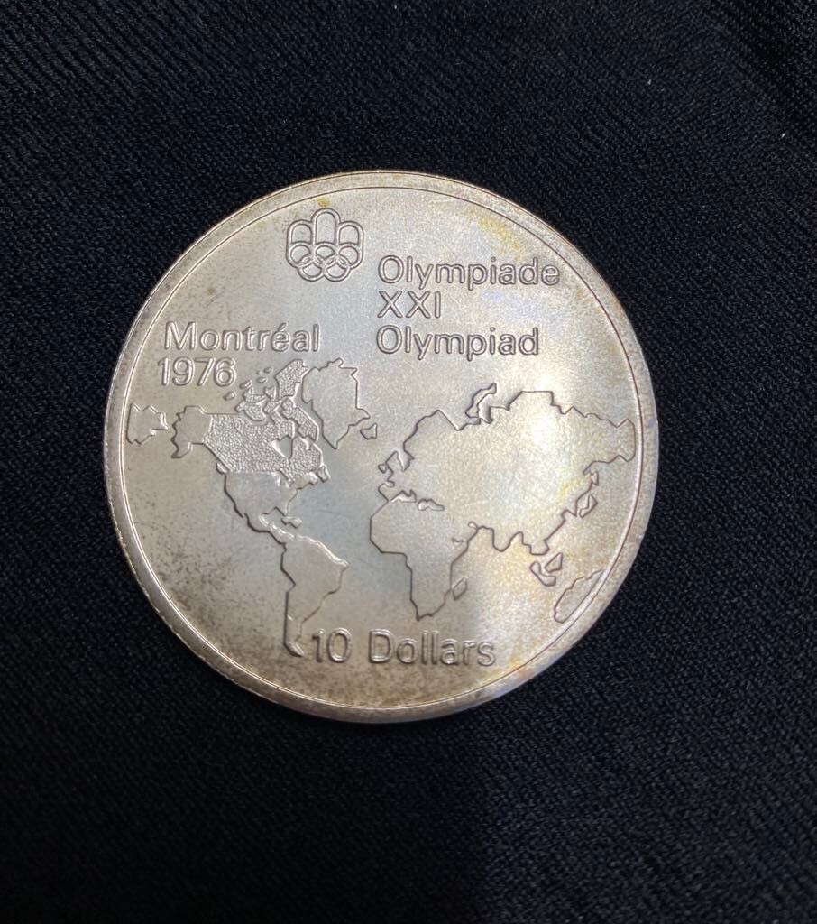 yAp-202.カナダ10ドル大型銀質（1973年発行）2枚セットモントリオール オリンピック 世界_画像2