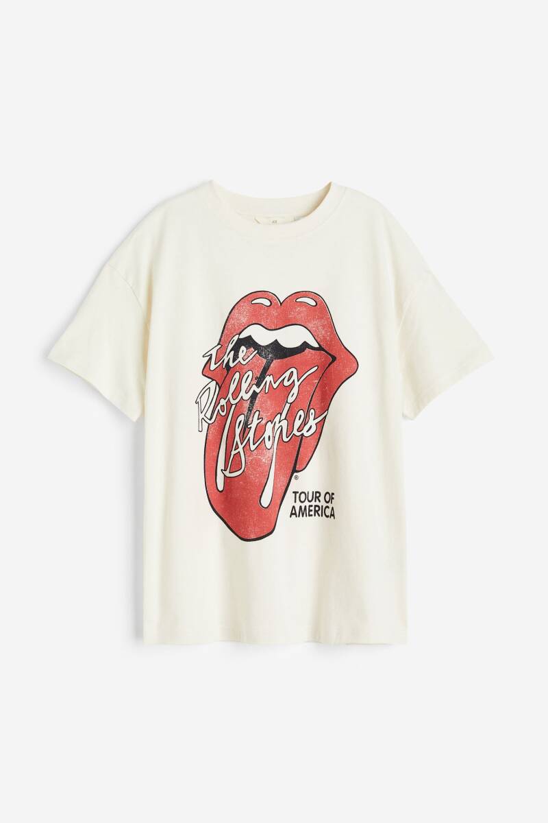 H&M The Rolling Stones プリントオーバーサイズ Tシャツ ミックジャガー 唇 くちびる ローリングストーンズ パンク ROCK バンド 古着_画像1