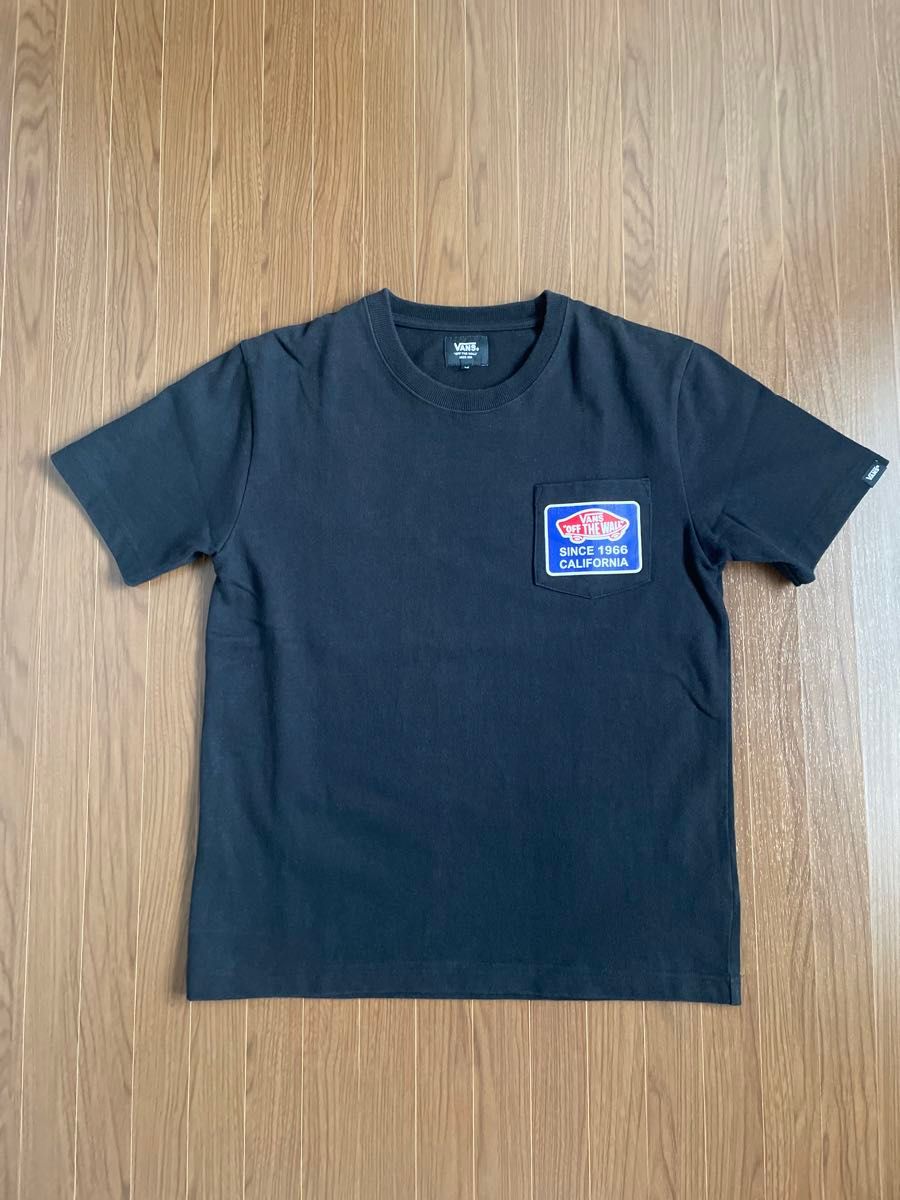 【送料無料】VANS バンズ ポケット付き Tシャツ ブラック ロゴプリント スケートボード skateboard  TEE