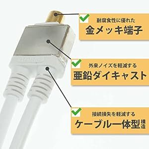 ホーリック アンテナ分波器 【4K8K放送(3224MHz)/BS/CS/地デジ/CATV 対応】 ケーブル一体型 20cm ホワ_画像5