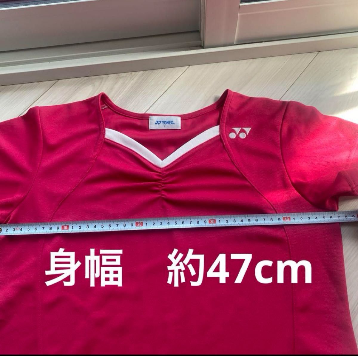 美品！ヨネックスレディースゲームシャツ　Ｌサイズ　ピンク色 半袖 スポーツ トップス Tシャツ