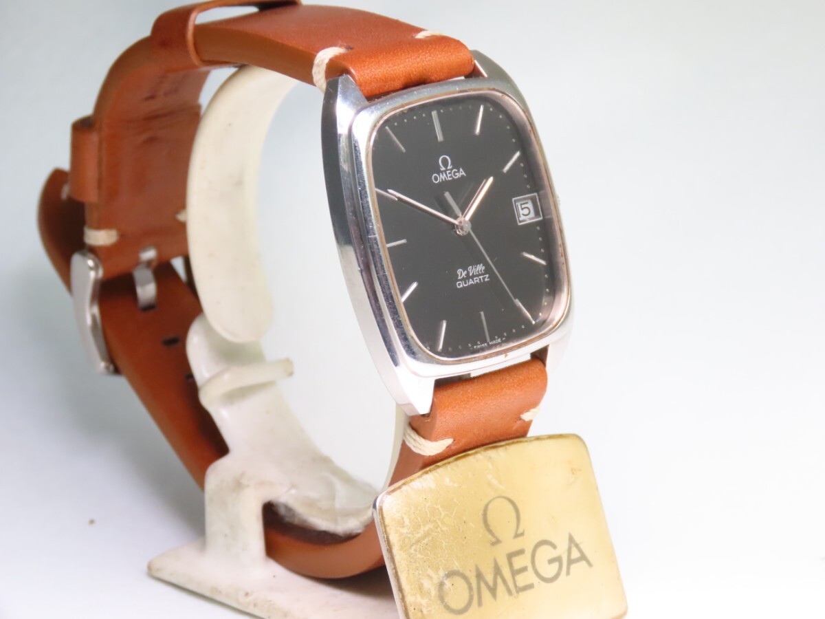 ■♪価格高騰! 資産価値！ 稼働 電池新品 メンズ ビンテージ 高級超レア！ OMEGA オメガ Deville デビル デートクオーツベルト新品