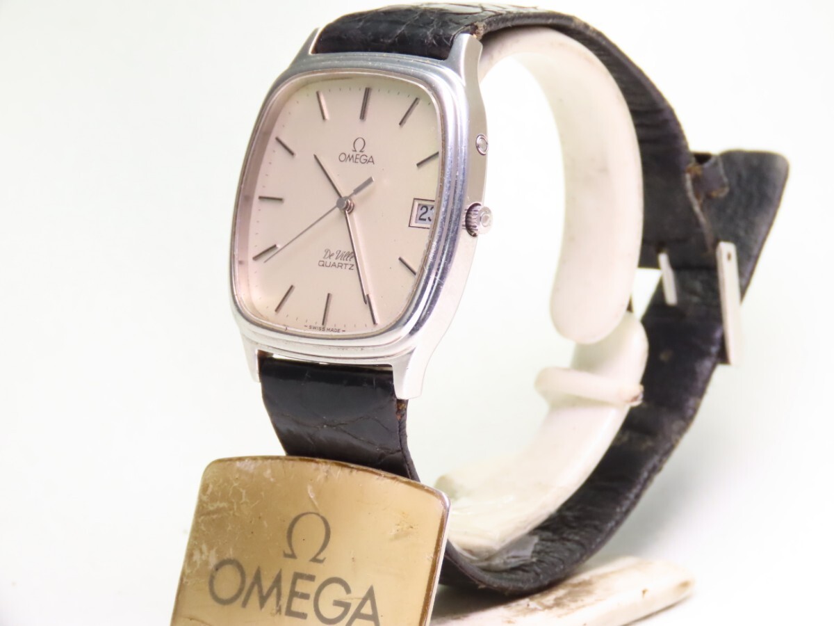 ■♪価格高騰! 資産価値！ 稼働 電池新品 メンズ ビンテージ 高級超レア！ OMEGA オメガ Deville デビル デートクオーツ 尾錠純正