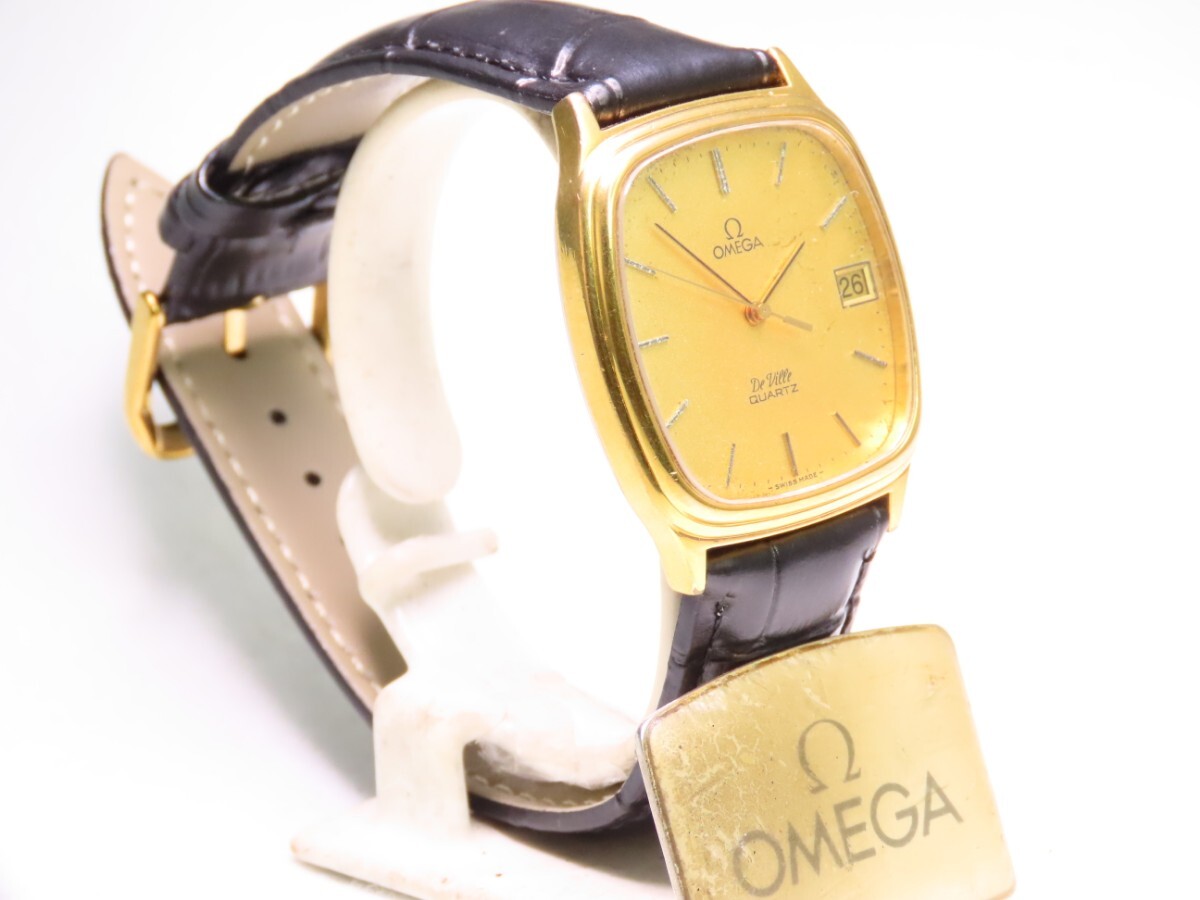 ■♪価格高騰! 資産価値！ 稼働 電池新品 メンズ ビンテージ 高級超レア！ OMEGA オメガ Deville デビル デートクオーツベルト新品の画像3