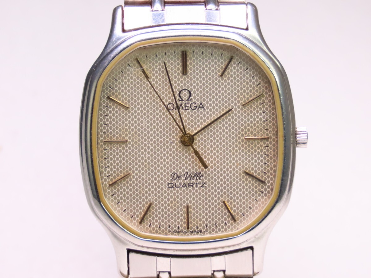 ■♪価格高騰! 資産価値！ 稼働 電池新品 メンズ ビンテージ 高級超レア！ OMEGA オメガ Deville デビルクオーツ フルオリジナルの画像1