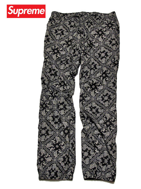 SUPREME シュプリーム 18SS Bandana Track Pants バンダナ/ペイズリー柄　希少ビックサイズXL　ジョガーパンツ　BLK/WHT_画像1