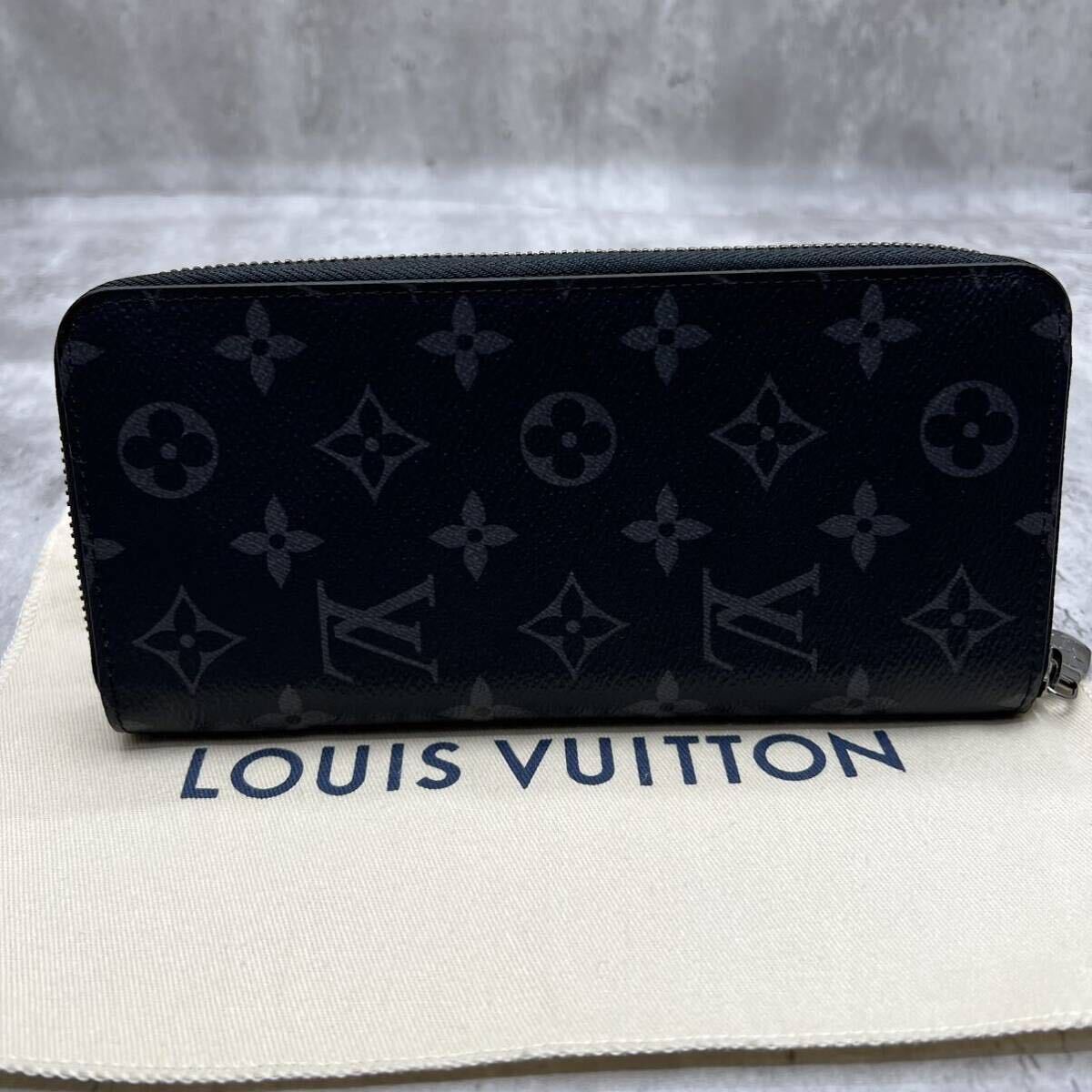 【現行 未使用級】ルイヴィトン LOUIS VUITTON ヴェルティカル 長財布 ラウンド モノグラム エクリプス レザー メンズ ビジネス 黒の画像3