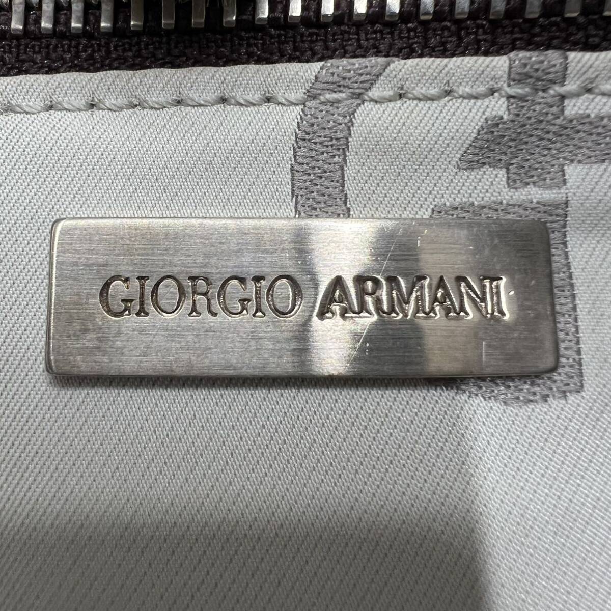 【美品】GIORGIO ARMANI ジョルジオアルマーニ トートバッグ ハンドバッグ レザー A4収納 肩掛け ブラウン メンズ ビジネス ロゴ 3室