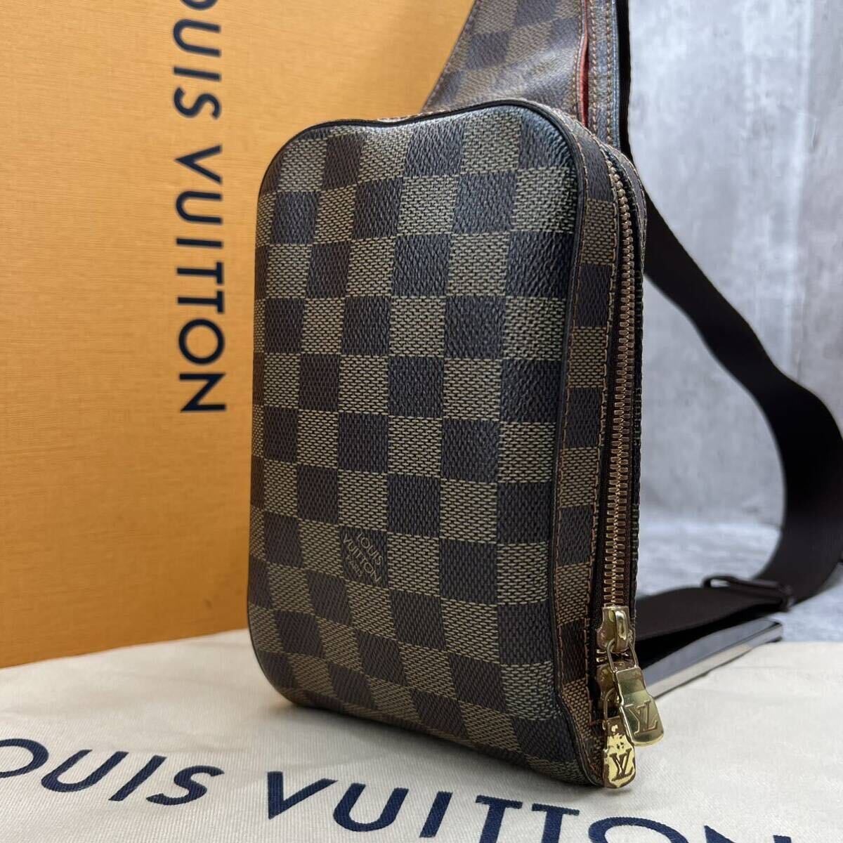 【美品】ルイヴィトン LOUIS VUITTON ダミエ ジェロニモス ボディバッグ ショルダーバッグ ウエストポーチ レザー 斜め掛け メンズ 