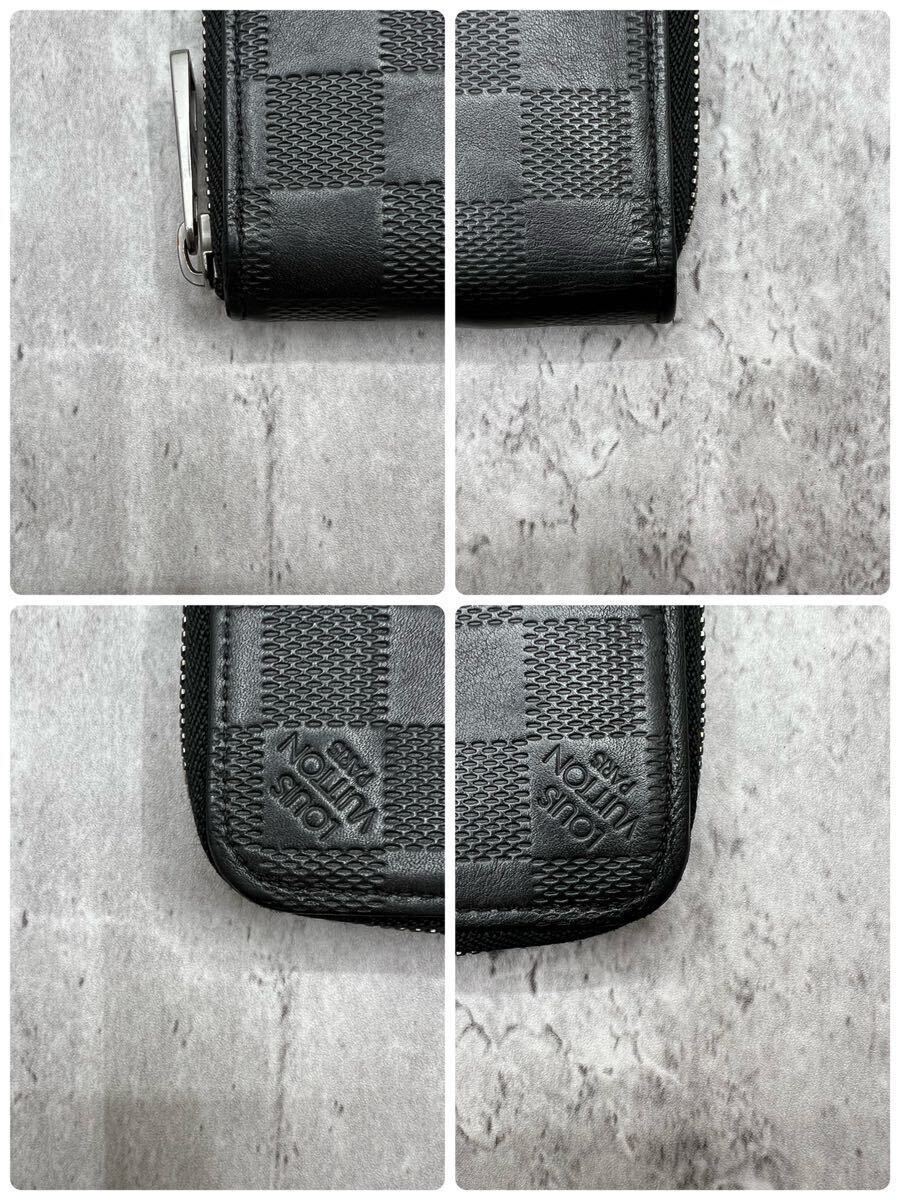 【極美品 新型】ルイヴィトン LOUIS VUITTON ヴェルティカル 長財布 ラウンド ダミエアンフィニ レザー 黒 ブラック メンズ ビジネスの画像6