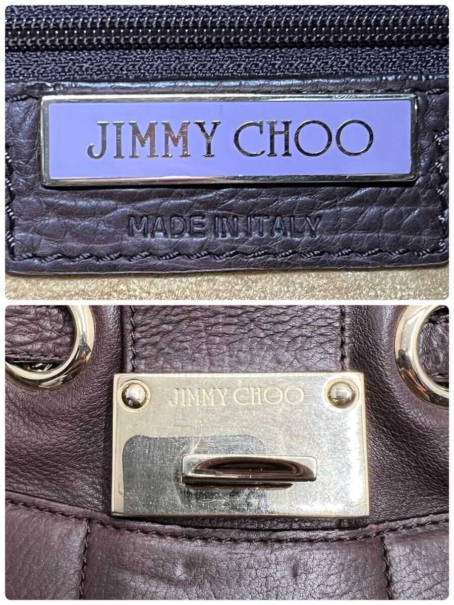 【美品】JIMMY CHOO ジミーチュウ トートバッグ ハンドバッグ レザー 肩掛け A4収納 ブラウン 金具 メンズ ビジネス の画像10