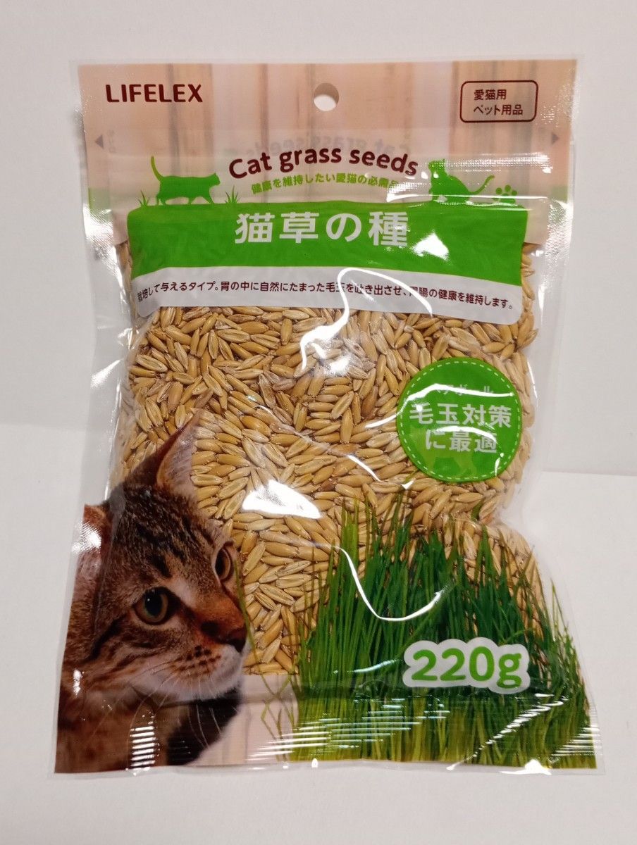 猫草の種×3　まとめ買いがお得　エン麦　 消費期限2025年12月  犬猫の草の猫草の種(220ｇ)　×　3袋