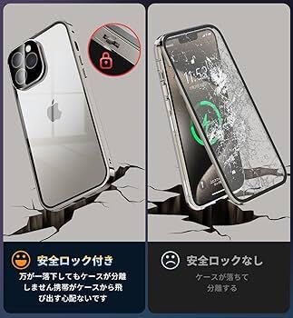 2316308☆ NIANGUO【ロック機能付き・自動ポップアップボタン】 iPhone15 Pro Max 用 ケース クリア 【両面強化ガラス】 9H硬度_画像3