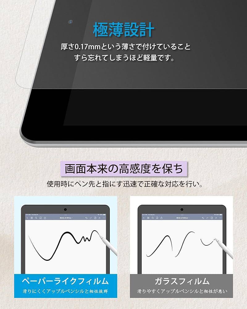 2314017☆ MOBDIK【2枚セット】iPad 10.2 第9/8/7世代（2021/2020/2019年）用 ペーパーライクフィルム【紙のような描き心地】