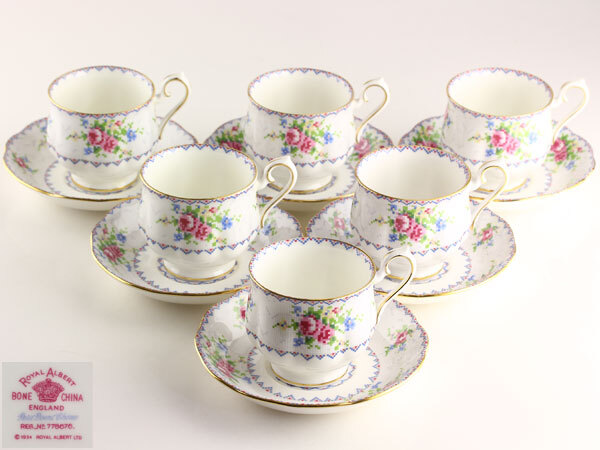 洋食器 ROYAL ALBERT ロイヤルアルバート Pelit Pount カップ&ソーサ 6客 C0203の画像1