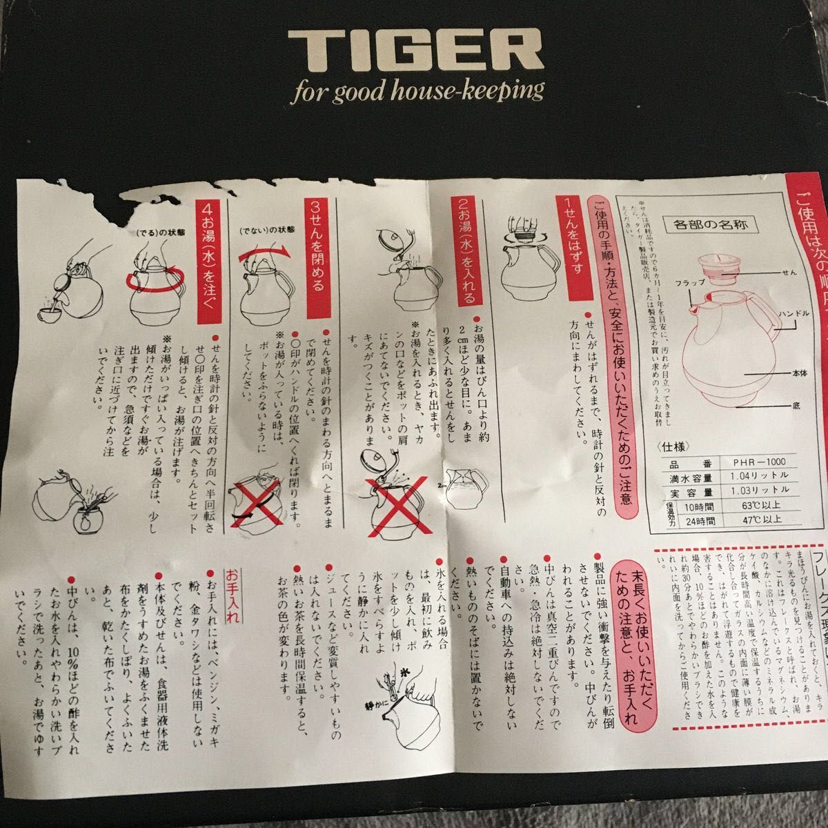 タイガー魔法瓶　欧風ポット　ロザンヌ　PHR-1000  ライトブルー　昭和レトロ