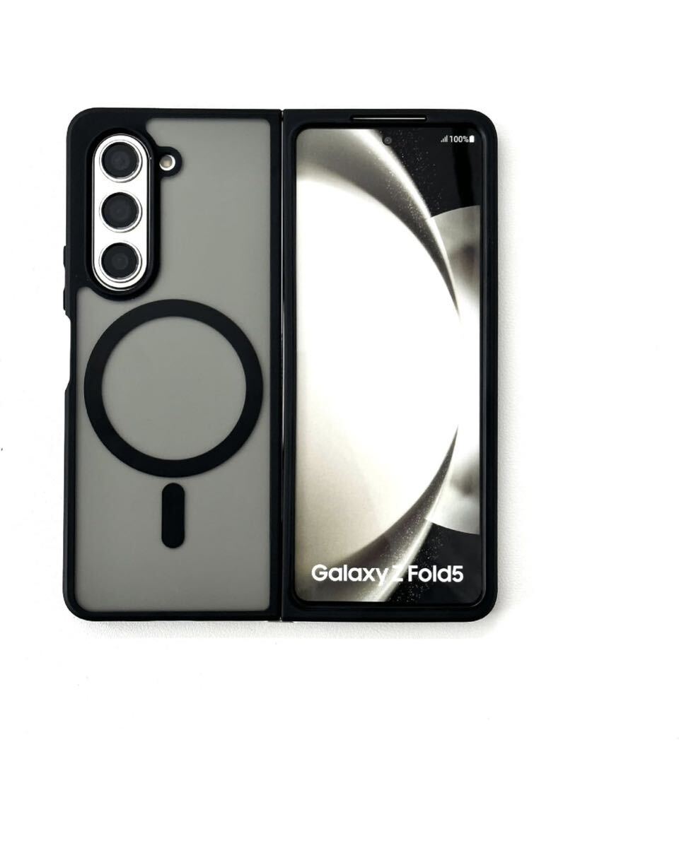Samsung Galaxy Z Fold 5 ケース 【MagSafe対応】 ONEFAV Z Fold5 スマホケース 半透明 黄ばみなし 薄型 軽量 マグネット搭載 ブラック_画像1
